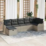 vidaXL Ensemble de canapé de jardin avec coussin 7 Pièces Gris clair