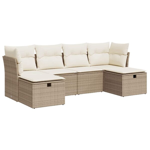vidaXL Salon de jardin avec coussins 6 Pièces beige résine tressée