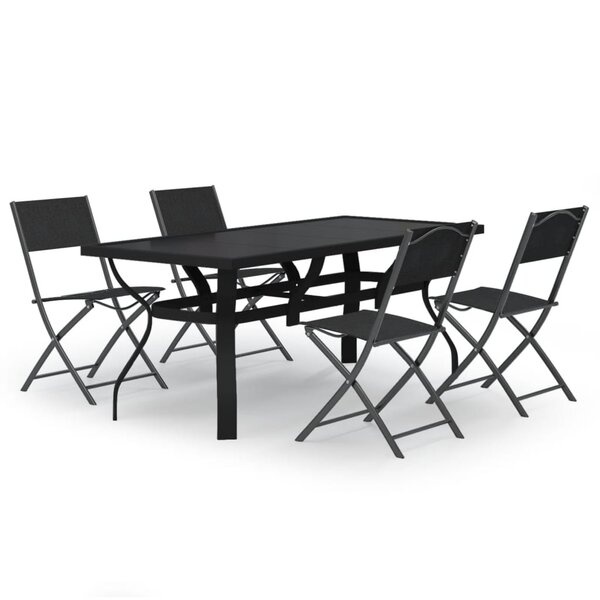 vidaXL Ensemble à manger de jardin 5 Pièces Gris et noir