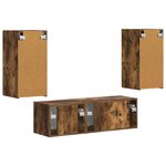 vidaXL Ensemble de meuble TV mural 4 Pièces Chêne fumé Bois d'ingénierie