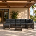 vidaXL Ensemble de canapé de jardin 8 pc Gris et Gris foncé polyrotin