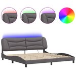 vidaXL Cadre de lit avec LED sans matelas gris 200x200 cm