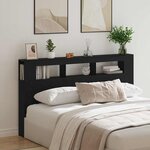 vidaXL Tête de lit LED avec étagère Chêne noir 180 x 18.5 x 103.5 cm