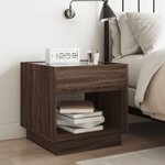 vidaXL Table de chevet avec LED infini chêne marron 50x50x50 cm