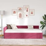 vidaXL Cadre de lit d'angle avec tête de lit Bordeaux 90 cm x 200 cm