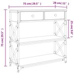 vidaXL Table console chêne fumé 75x28x75 cm bois d'ingénierie