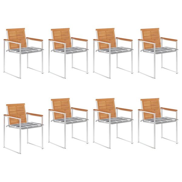 vidaXL Chaises de jardin 8 Pièces avec coussins Bois d'acacia solide