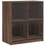 vidaXL Armoire latérale avec portes en verre chêne marron 68x37x75 5cm