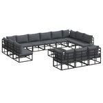 vidaXL Ensemble de canapé de jardin 14 Pièces Noir 70 x 70 x 32 cm