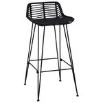 vidaXL Tabouret de bar 2 Pièces Noir 44 x 46 x 91 cm Rattan et Acier