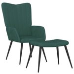 vidaXL Chaise de relaxation avec tabouret Vert foncé Velours
