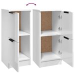 vidaXL Buffets 2 Pièces Blanc brillant 30x30x70 cm Bois d'ingénierie