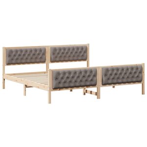 vidaXL Cadre de lit avec tête de lit Taupe 200 x 200 cm Pin massif