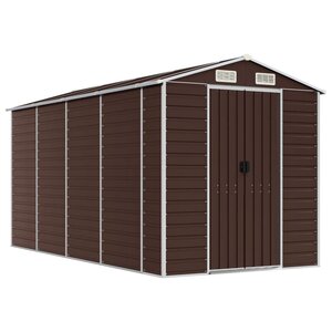 vidaXL Abri de jardin marron 191 x 385 x 198 cm en acier galvanisé
