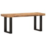 Banc banquette 110 x 35 x 46 cm bois de manguier brut massif et acier 02_0010929