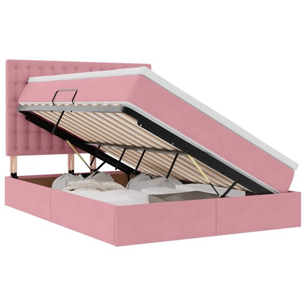 vidaXL Lit avec rangement et matelas Rose 140 x 190 cm Velours