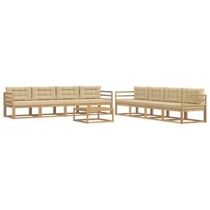 vidaXL Ensemble de canapés d'extérieur 9 pc Blanc et Beige Polyester