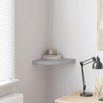 vidaXL Étagère d'angle murale Gris béton 35x35x3 8 cm MDF