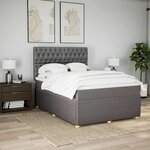 vidaXL Sommier à lattes de lit avec matelas Taupe 160x200 cm Tissu