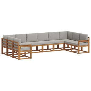 vidaXL Ensemble de canapés d'extérieur 10 Pièces Gris Naturel et Clair