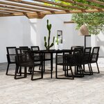 vidaXL Ensemble à manger de jardin 9 Pièces Noir