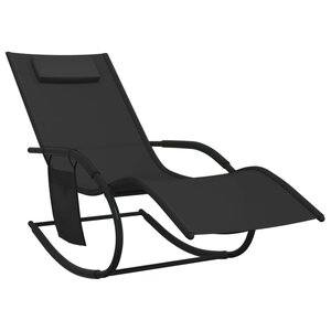 vidaXL Chaise longue à bascule noir acier et textilène