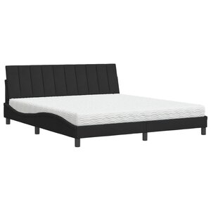 vidaXL Lit avec matelas Hanko noir 180x200 cm velours