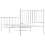vidaXL Cadre de lit métal sans matelas avec pied de lit blanc 90x190cm