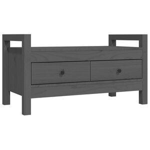 Banc banquette d'entrée 80 x 40 x 43 cm bois de pin massif gris 02_0010946