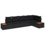 vidaXL Ensemble de canapé de jardin avec coussin 6 Pièces Noir Polyrotin