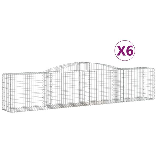 vidaXL Paniers à gabions arqués 6 Pièces 400x50x80/100 cm Fer galvanisé