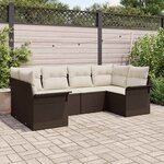 vidaXL Ensemble de canapé de jardin 6 Pièces Marron Poly rotin