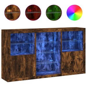 vidaXL Buffet avec lumières LED chêne fumé 181 5x37x100 cm