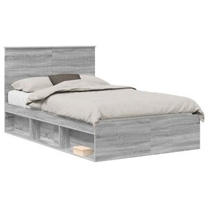 vidaXL Cadre de lit Gris Sonoma 120 x 200 cm Bois de pin massif