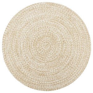 vidaXL Tapis fait à la main Jute Blanc et naturel 120 cm