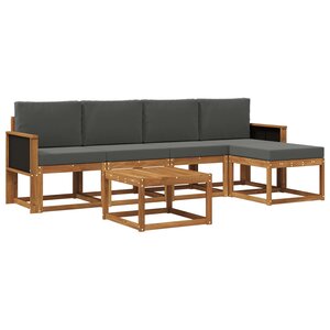 vidaXL Ensemble de canapés d'extérieur 6 pc Naturel et Anthracite