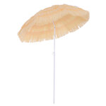 Parasol de plage jardin design hawai 160 cm raphia artificiel beige