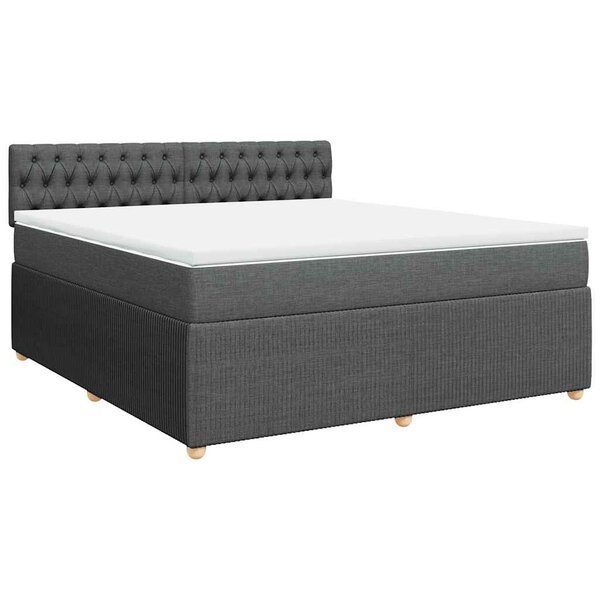 vidaXL Sommier à lattes de lit avec matelas Gris foncé 180x200cm Tissu