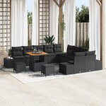 vidaXL Ensemble de canapé de jardin 13 Pièces Noir 80 x 80 x 71 cm