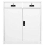 Armoire de bureau rangement durable avec 2 étagères réglables 90 x 40 x 102 cm en acier blanc 02_0046907