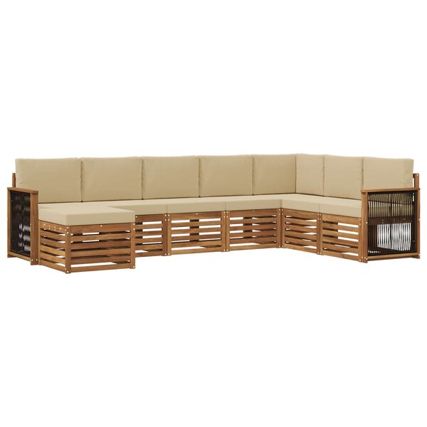vidaXL Ensemble de canapés d'extérieur avec coussin 6 Pièces Naturel