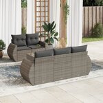 vidaXL Salon de jardin 6 Pièces avec coussins gris résine tressée