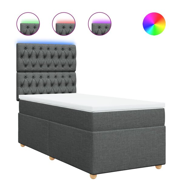 vidaXL Sommier à lattes de lit avec matelas Gris foncé 80x200 cm Tissu