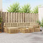 vidaXL Ensemble de canapés d'extérieur 7 Pièces Blanc et Beige