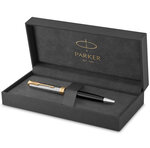 PARKER Sonnet Premium Stylo bille  métal et Noir  Recharge noire pointe moyenne  Coffret cadeau