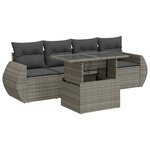 vidaXL Salon de jardin 5 Pièces avec coussins gris résine tressée