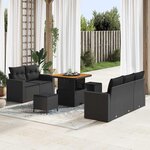 vidaXL Ensemble de canapé de jardin 8 Pièces Noir polyrotin