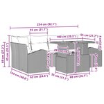 vidaXL Ensemble de canapé de jardin 7 Pièces Noir Poly rotin