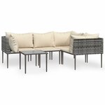 vidaXL Salon de jardin 5 Pièces avec coussins Gris Résine tressée