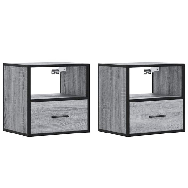 vidaXL Tables de chevet murales 2 Pièces sonoma gris 40x31x39 5 cm